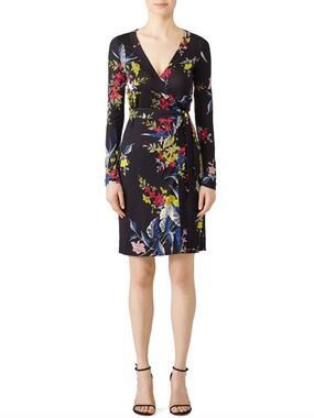 Diane von Furstenberg Camden Floral Long-Sleeve Silk Wrap Dress